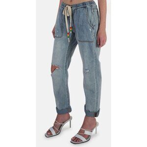 One Teaspoon Shabbies Drawstring Boyfriend Sweatpants Jeans 26 Distressed Blue